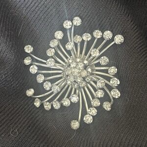 Vintage Stanley Singer Rhinestone Starburst Brooch Atomic Mid Century Pin